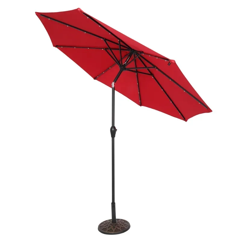 Outdoor Patio Light Umbrella Polyester Cloth Waterproof Folding Sunshade 270x270x243CM Wine Red/Top Color Easy to Use