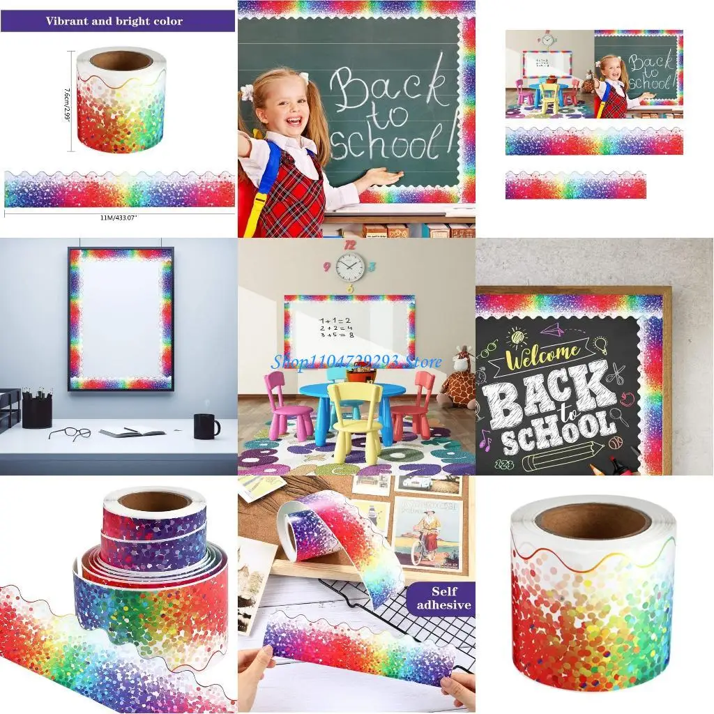 Y2GD ملصقات حدود ملفوفة نابضة بالحياة على شكل قصاصات لتزيين الفصول الدراسية، لوحات الإعلانات، الجدران ذاتية اللصق #1