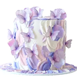 48Pcs Butterflies Cake Decorations Colorful Pink Purple Butterfly Cupcake Toppers for Birthday Wedding Party Cake Decor Favor