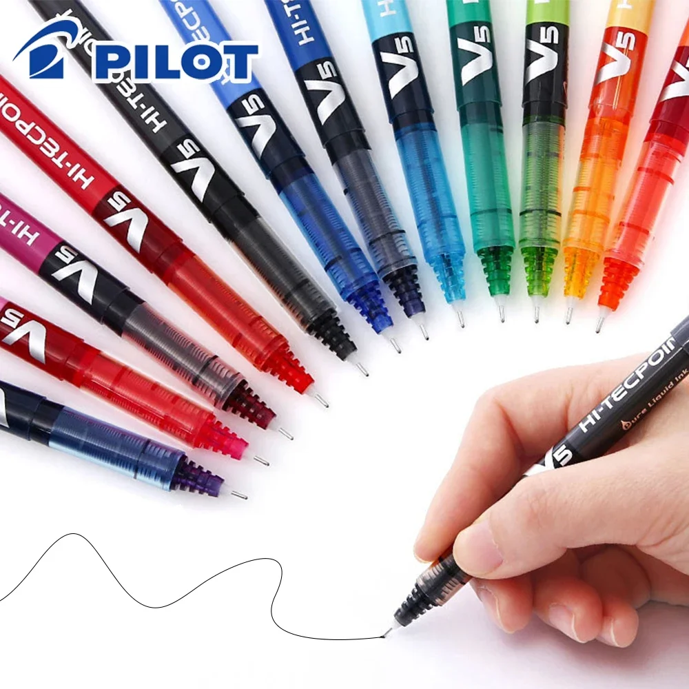 3pcs Japan PILOT Gel Pens Straight Liquid Type 0.5mm Large Capacity Needle Tip BX-V5 for Writing Color School Office Stationery