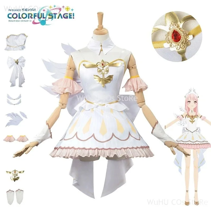 

Игра Аниме Проект Sekai Красочный Сценический Девушки Ангел Белый Костюм Розовый Акияма Мизуки Косплей Костюм Парик Карнавал Хэллоуин