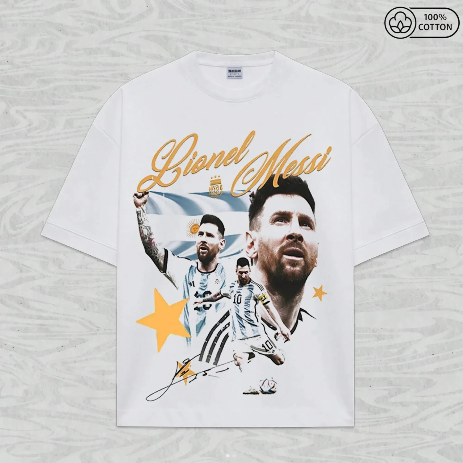 Herren Sommer Messi Argentinien Tribute T-Shirt Rundhals Kurzarm Vintage Sport Casual Street Top Fußball-Fans Tägliches Outfit – Detail 4