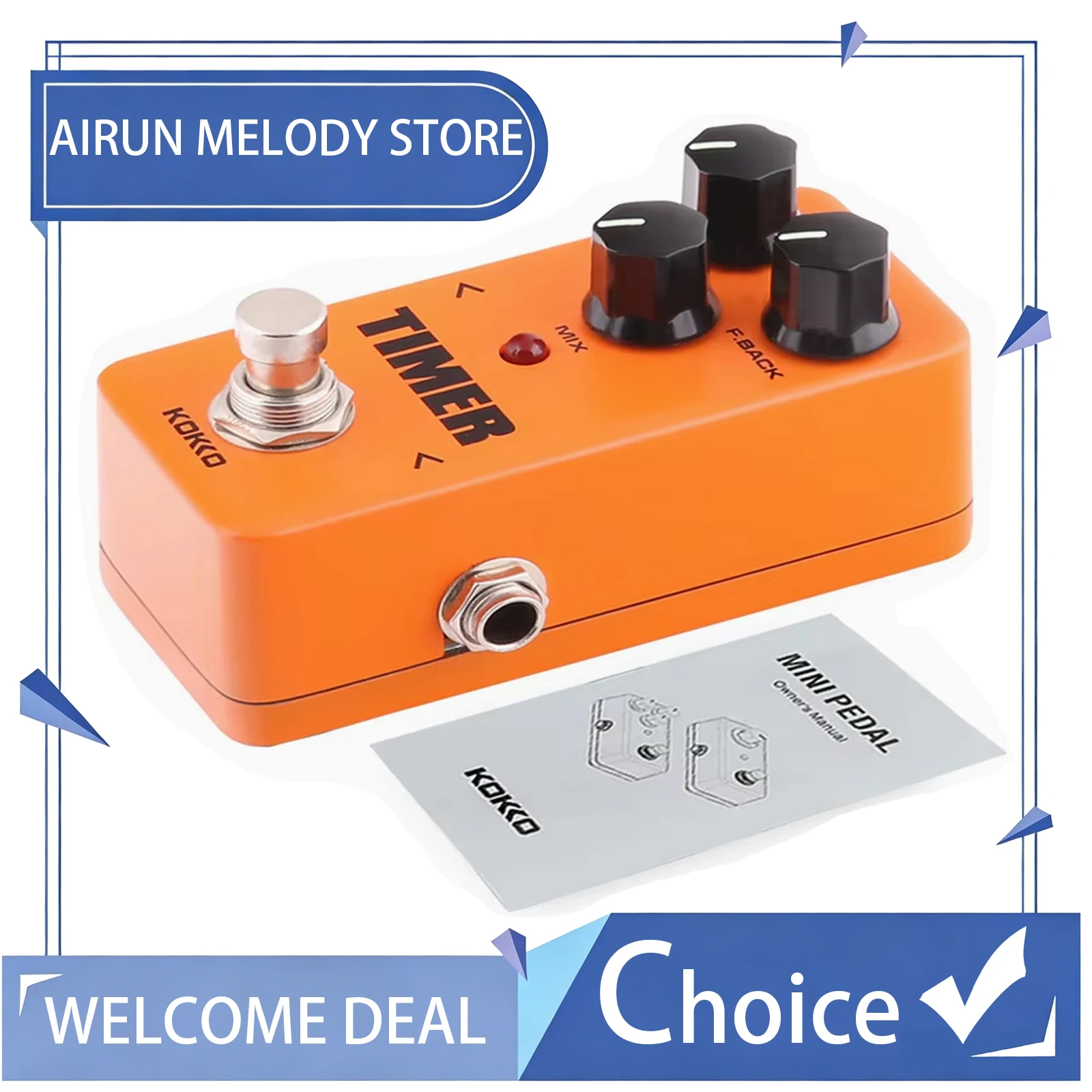 Temporizador KOKKO FDD2, Pedal de efecto de Guitarra eléctrica, temporizador, efecto de retardo Digital clásico, Pedal True Bypass, accesorio de Guitarra eléctrica