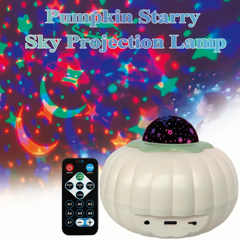 

Water Ripple Pumpkin Projector LED Night Light Starry Sky Projection Ambient Lamp Desktop Decoration For Halloween Kids Gifts