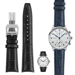 Genuine Leather Watchband for IWC Portuguese 7 Portuguese Chronograph Portuguese Automatic More Brown/Navy Blue