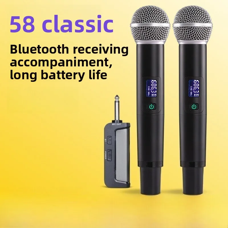 

MK3 UHF Dynamic Wireless Microphone, 50-Channel Simultaneous Use with Reverb, Aluminum Handheld 8-12H Battery for Stage/Singing