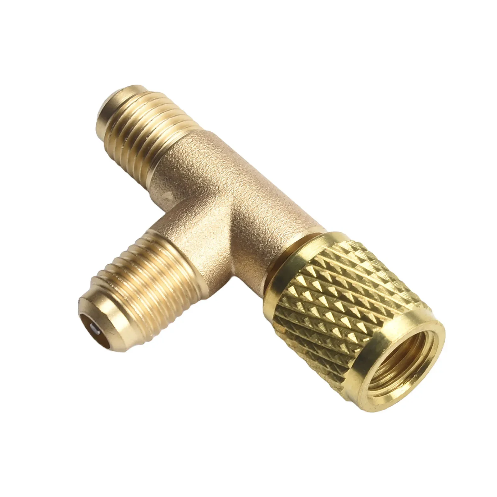 For HVAC Maintenance Brass Adapter For R22 R12 R134 1/4in SAE Tee Adapter Easy To Install For 1/4in SAE Interface