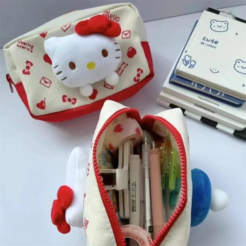 Sanrio Hello Kitty Pencil Case Cute Cartoon KT Cat Large Capacity Makeup Bag Kawaii School Supplies Girl&Child Holiday Gifts