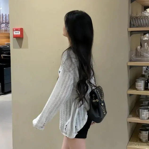 Lazin Sle Menta lavorata a maglia scava fuori Cover up Top Capispalla sottile Estate Nuovo arrivo Lunghezza media Casual Pendolari Faion