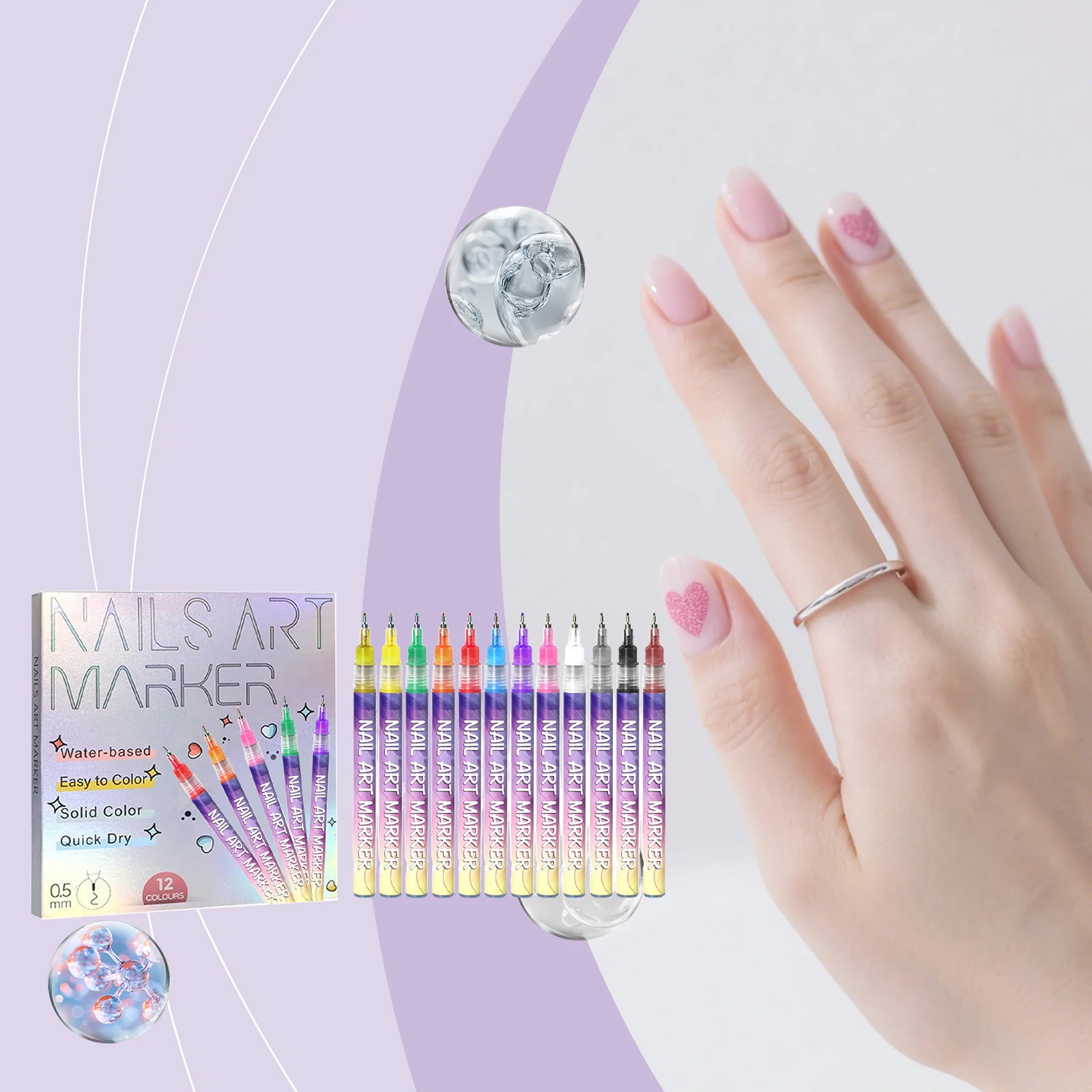 

12 Colors DIY Quick Dry Graffiti Dotting Point Liner Pens Paint Pen Nail Markers for Painting Nails Art Drawing Tool