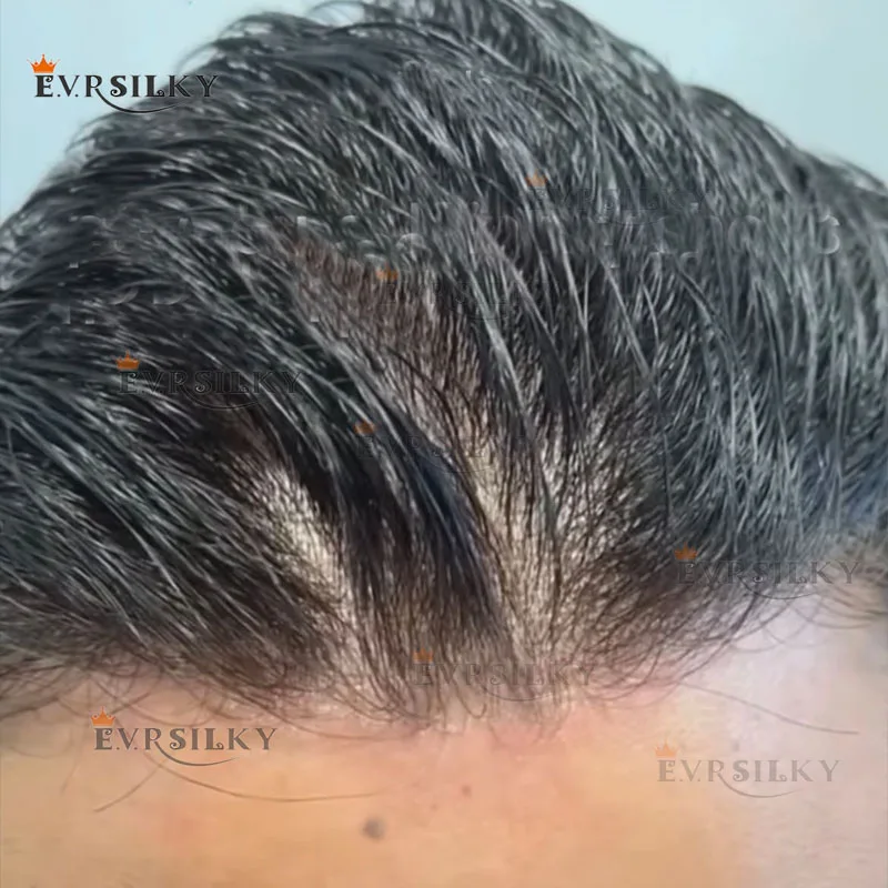 

Невидимый 0,02 мм тонкая кожа коричневый серый мужской парик реалистичный протез из человеческих волос легкий вес 80% натуральный # 60R Блондинка Мужской Парик