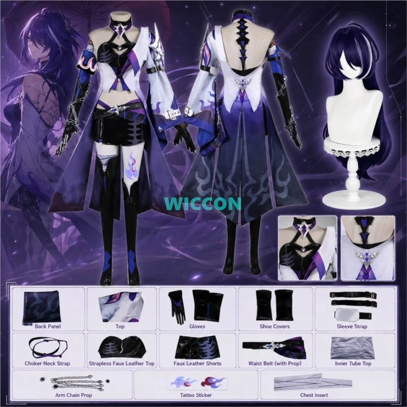 Acheron Cosplay Honkai: Star Rail Costume New Skin Cosplay Dress For Women Wig Set Headwear Party Halloween Costume view 6