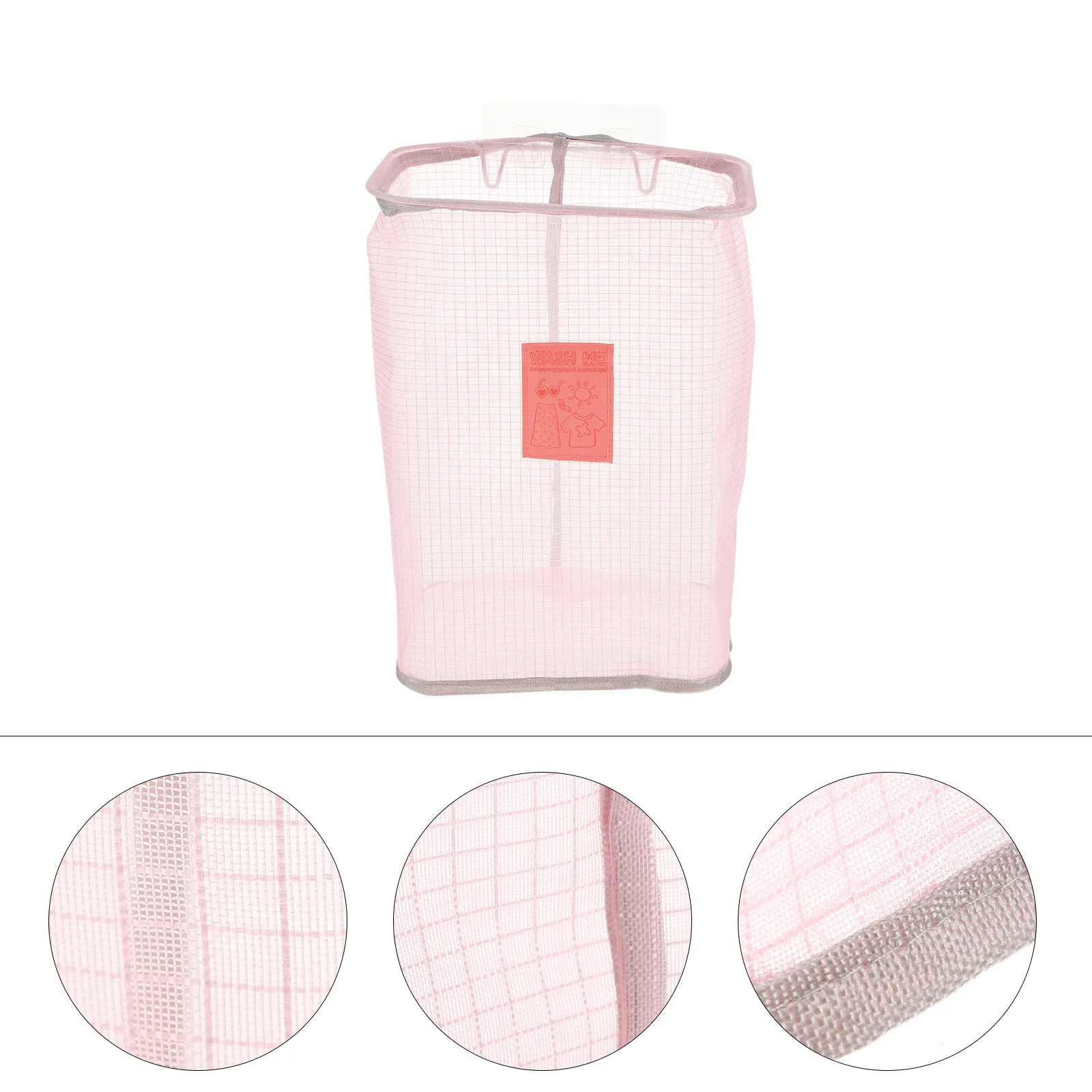 Heavy Duty Wall Mounted Dirty Clothes Basket Nylon Gingham Folding Laundry Basket for Bathroom Clothing Storage Hanging