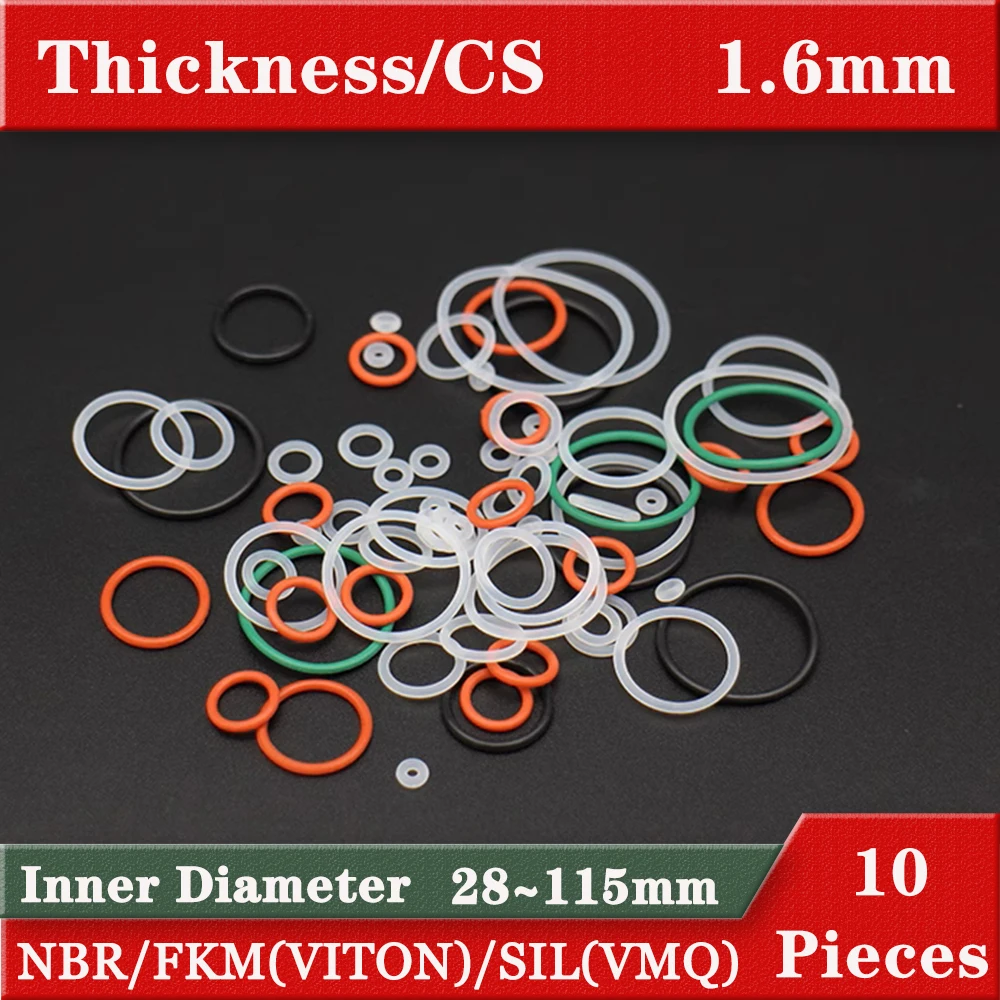 Rubber ring gaskets NBR VITON VMQ Material 1.6mm CS big size 28-115mm O ring rubber seal ringen washers gasket o-ring sealing