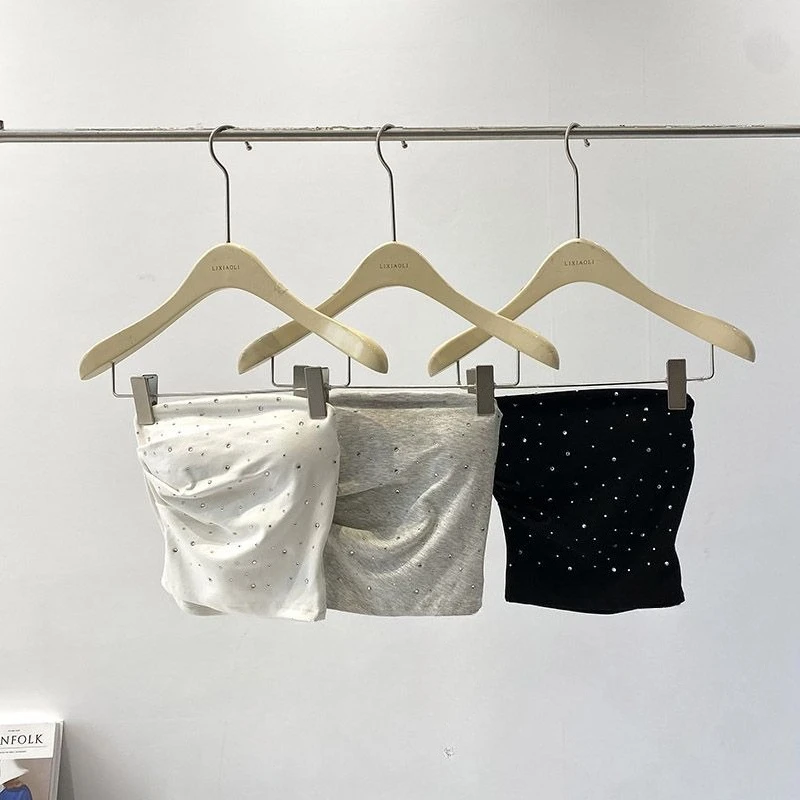 Y2k سترة صيفية مثيرة ماسية ملابس نسائية بدون حمالات غير منتظمة بطيات قميص قصير موضة 2025 Ropa Mujer خزانات كورية مقصوصة