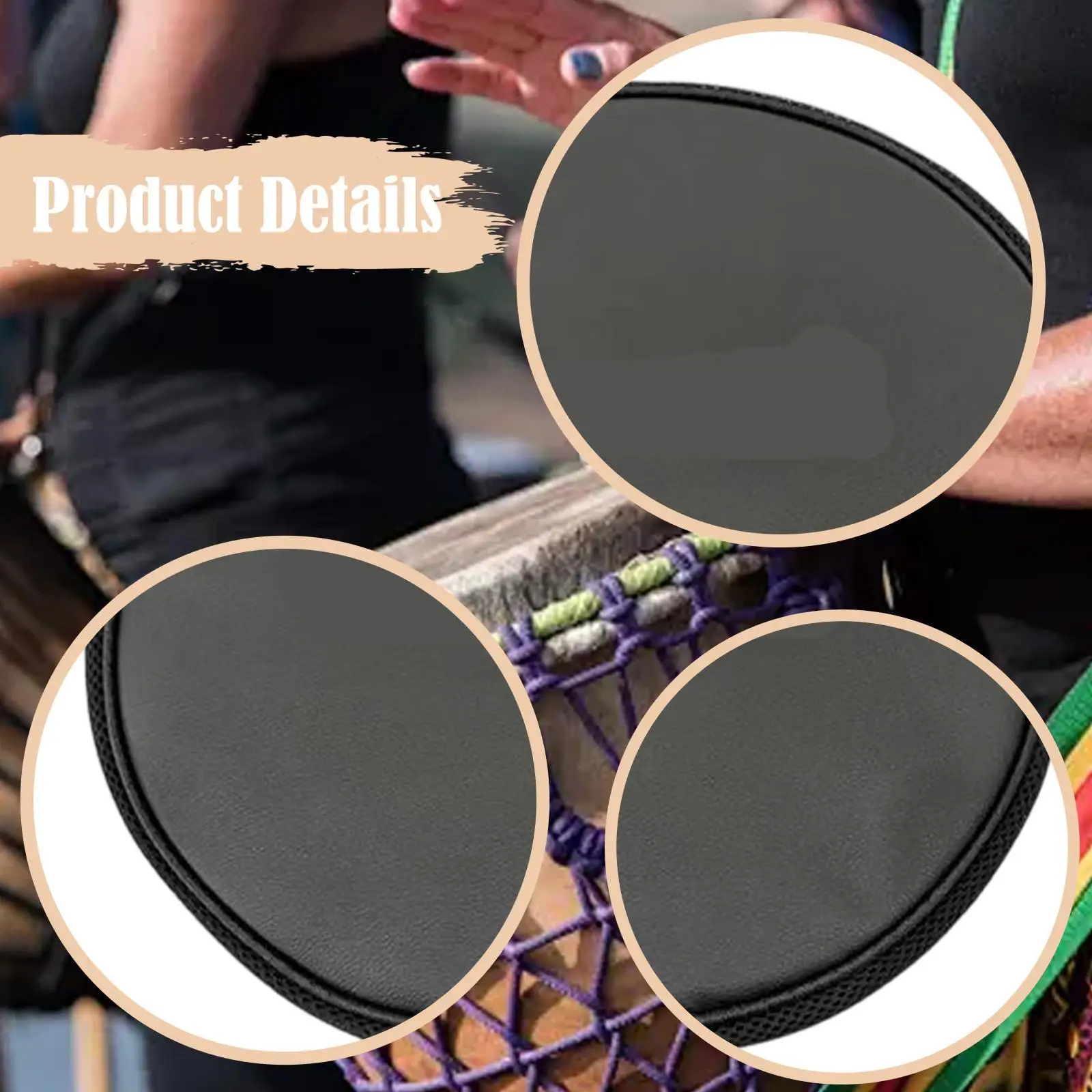 

African Drum Skin Cover Sound Absorbing Black Practical Percussion Instrument Accessory Skin Saver Sleeve Protection Cover