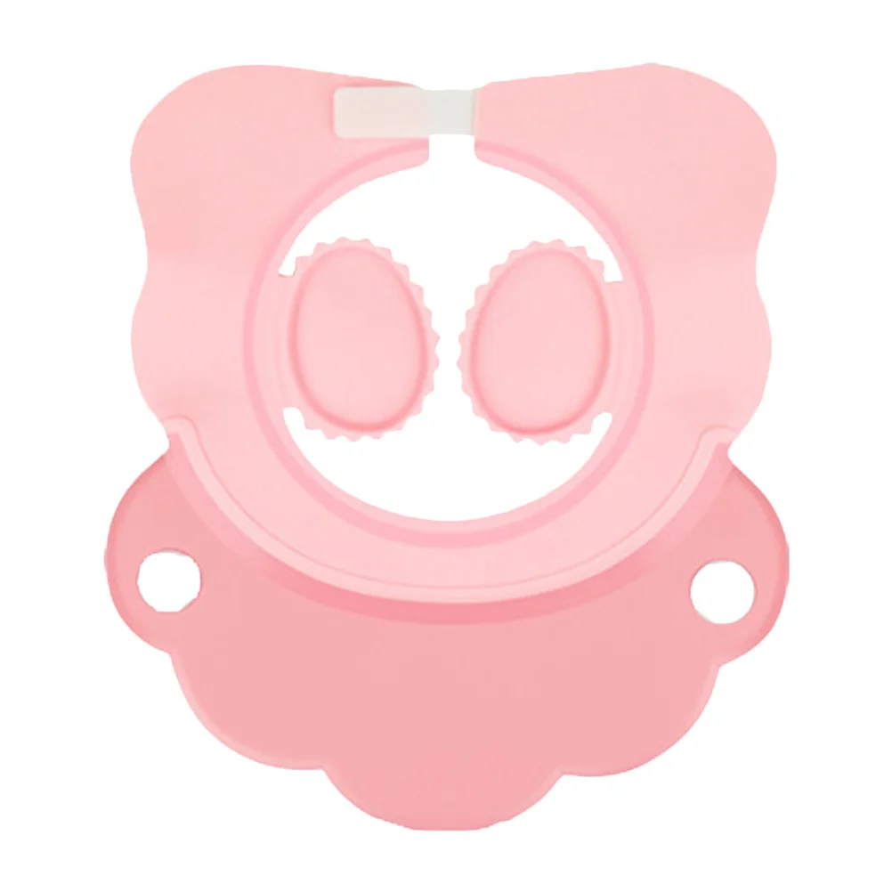 Gorro de baño infantil de silicona, gorro de champú ajustable para bebé, para ducha, lavado de cabello, protector para ojos, diseño de dibujos animados, uso cómodo, rosa