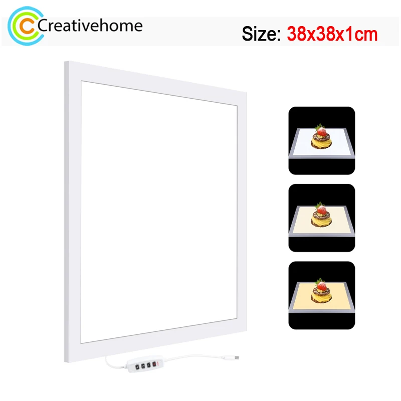 PULUZ 38cm Photography Shadowless Light 1200LM LED Studio Light Panel Pad with Switch, 33.3 x 33.3cm Effective Area