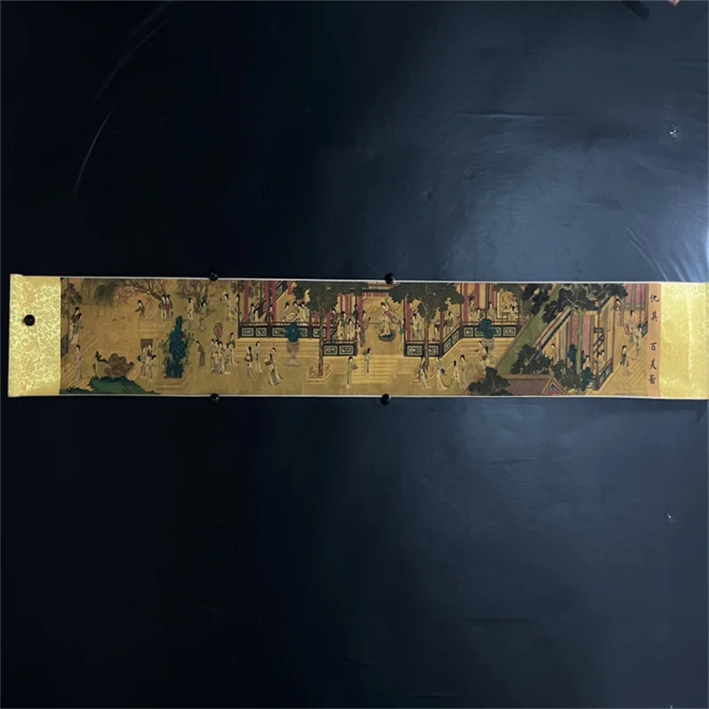 لوحة تمرير طويلة قديمة في الصين، لوحة ألوان مائية من تشيو يينغ لمقتنيات مائة الجمال #2