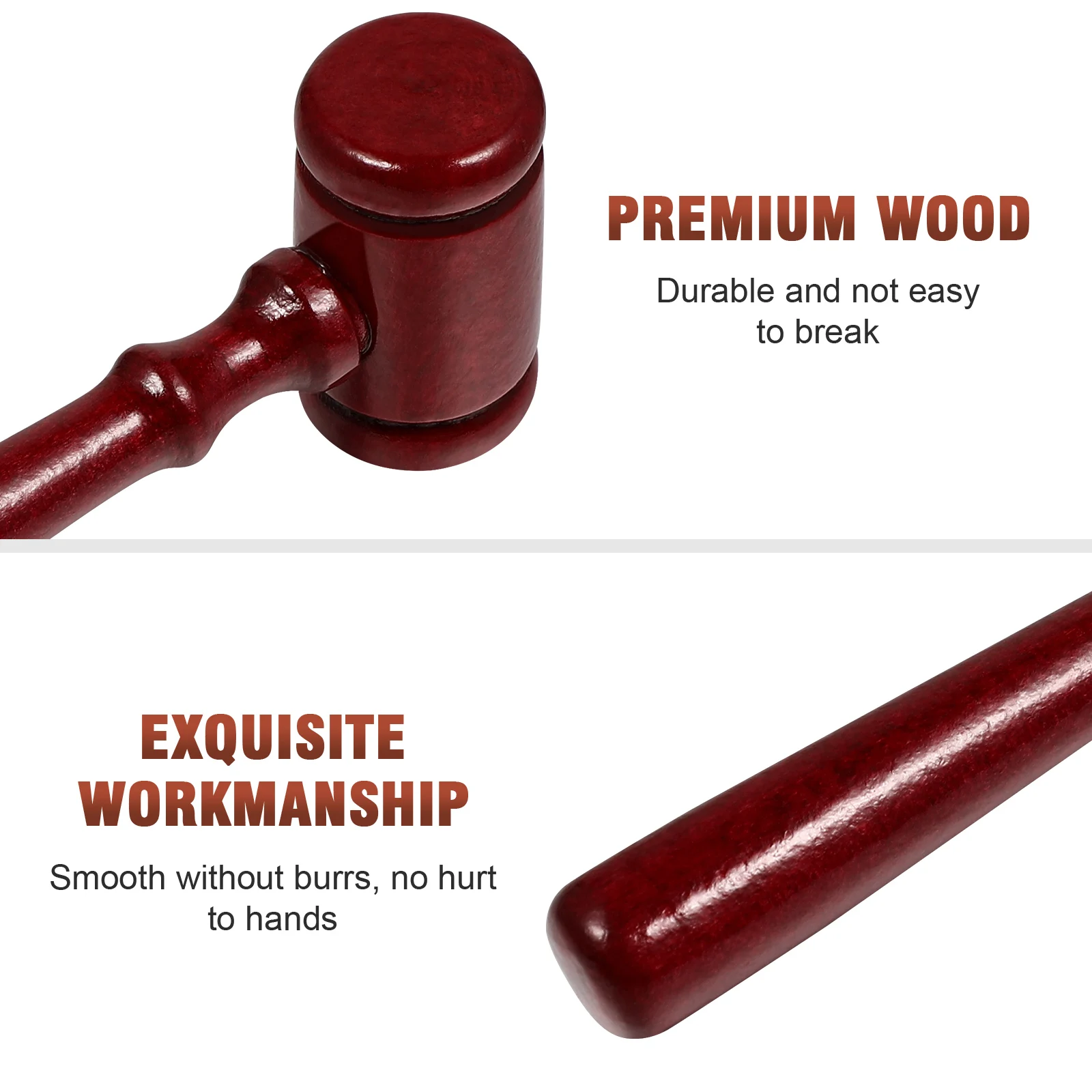 

3pcs Judge Gavel Mini Wooden Hammer Toy Kids Safe Smooth Traditional Chinese Style Roleplay Games Prop Desk Organizer