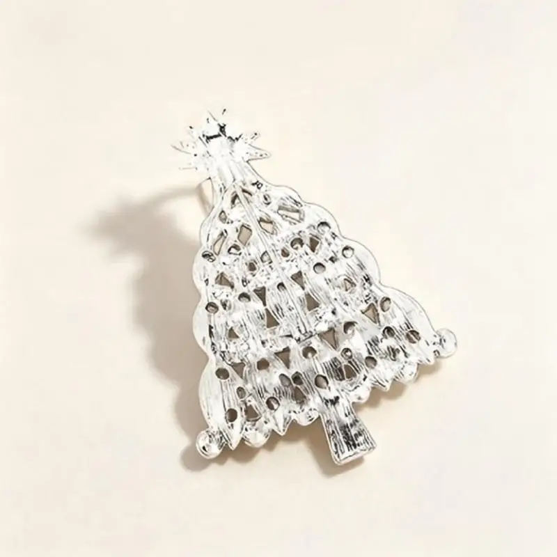A52E Multicolor Christmas Tree Brooch Pin with Alloy Look Frame and Star Detail, Holiday Fashion Accessory for Scarves, Jackets