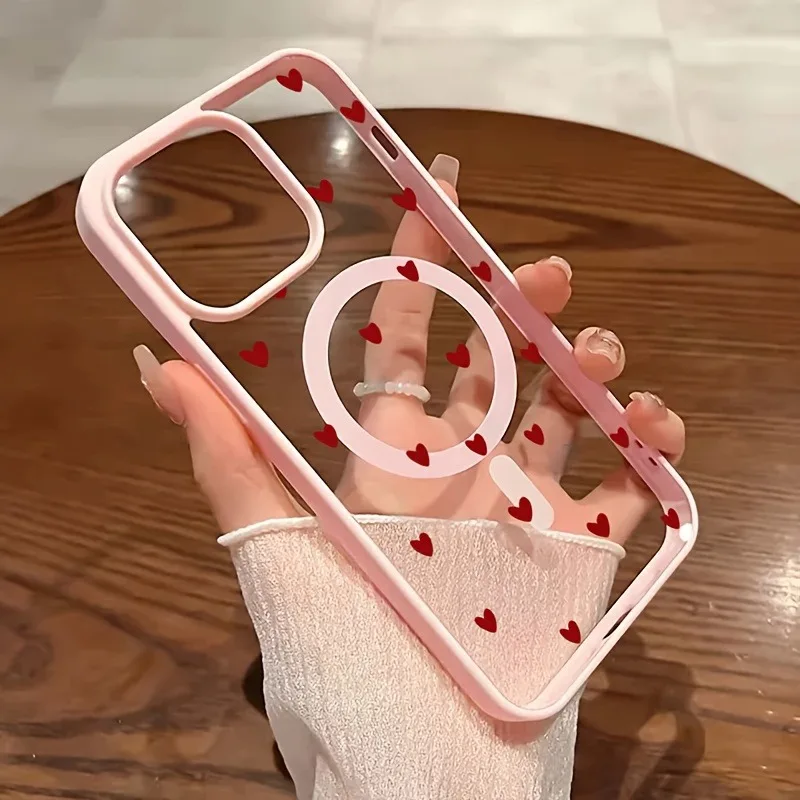 

Case For iPhone 17 Pro Max Cases iPhone 16 Case Red Heart Phone Case For iPhone 16 15 14 Plus 13 12 11 16E 17 Air Magnetic Cover