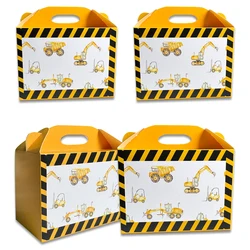 6Pcs Carton Vehicle Candy Boxes Yellow Black Excavator Gifts Boxes for Boy's Construction Birthday Party Decor Sweets Packagings