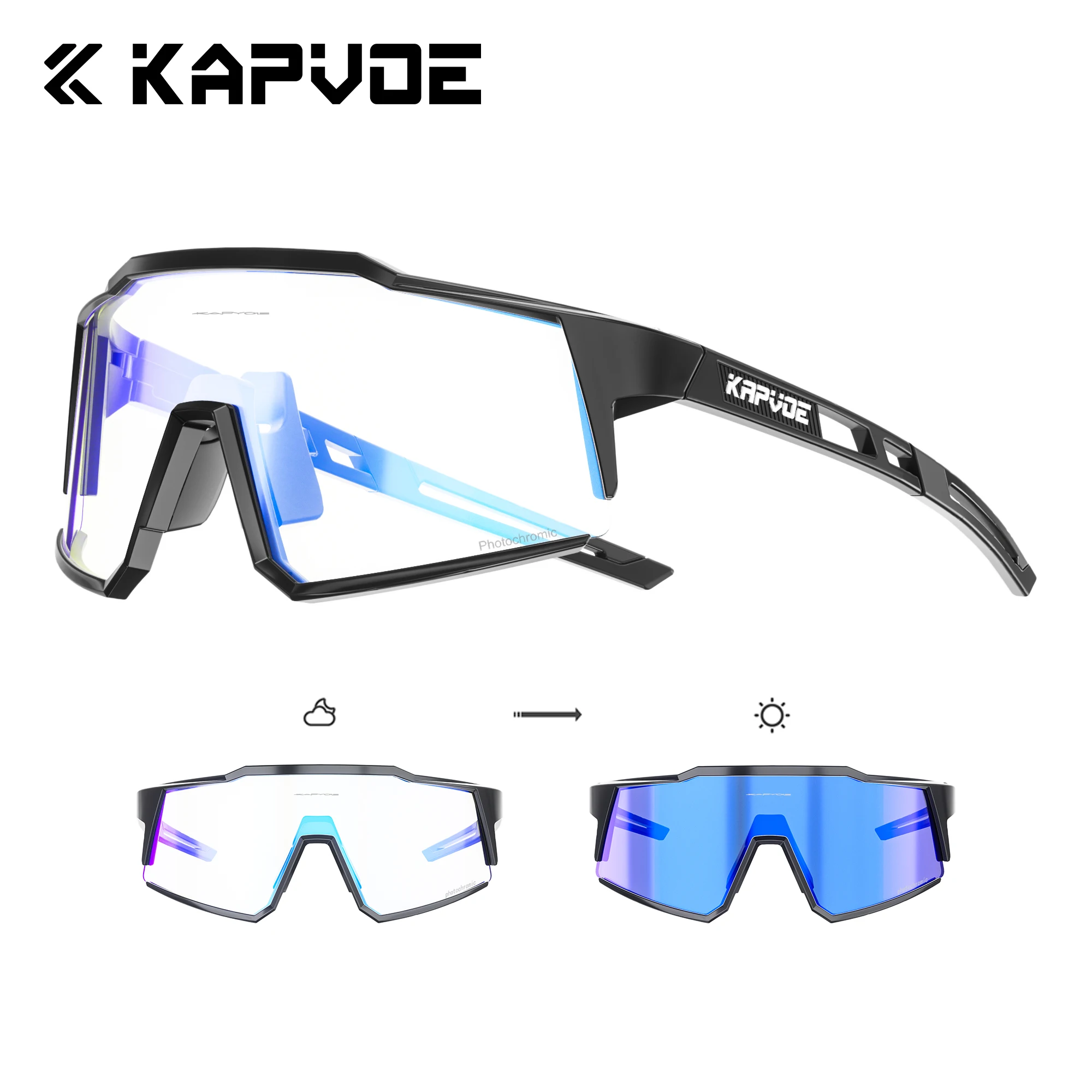 KAPVOE Farbe Photochrome Radfahren Gläser Männer MTB Radfahren Sonnenbrille Wandern Stick Sport Brille Laufen Outdoor Sonnenbrille