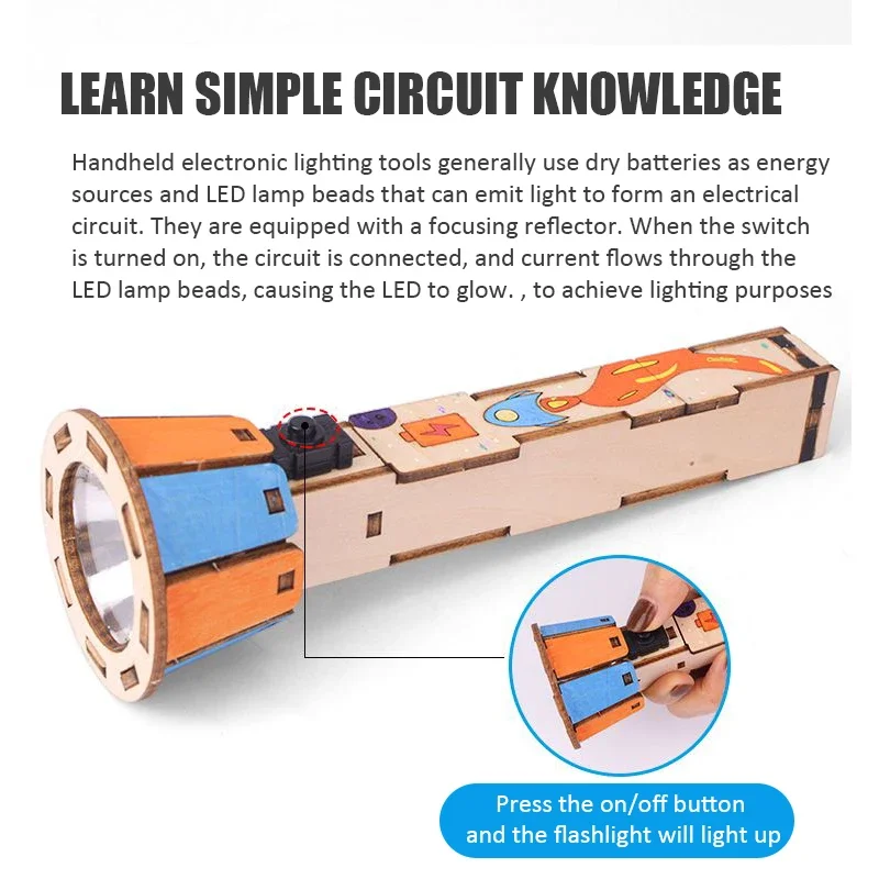 Zestaw modeli latarki DIY Dzieci Fizyka Eksperyment naukowy Zestaw drewnianych puzzli Nauka Edukacja Łodyga Zabawki Prezenty dla dzieci