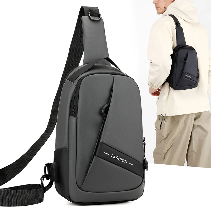 New chest bag men's business leisure messenger bag commuting exercise running chest bag shoulder trend backpack.