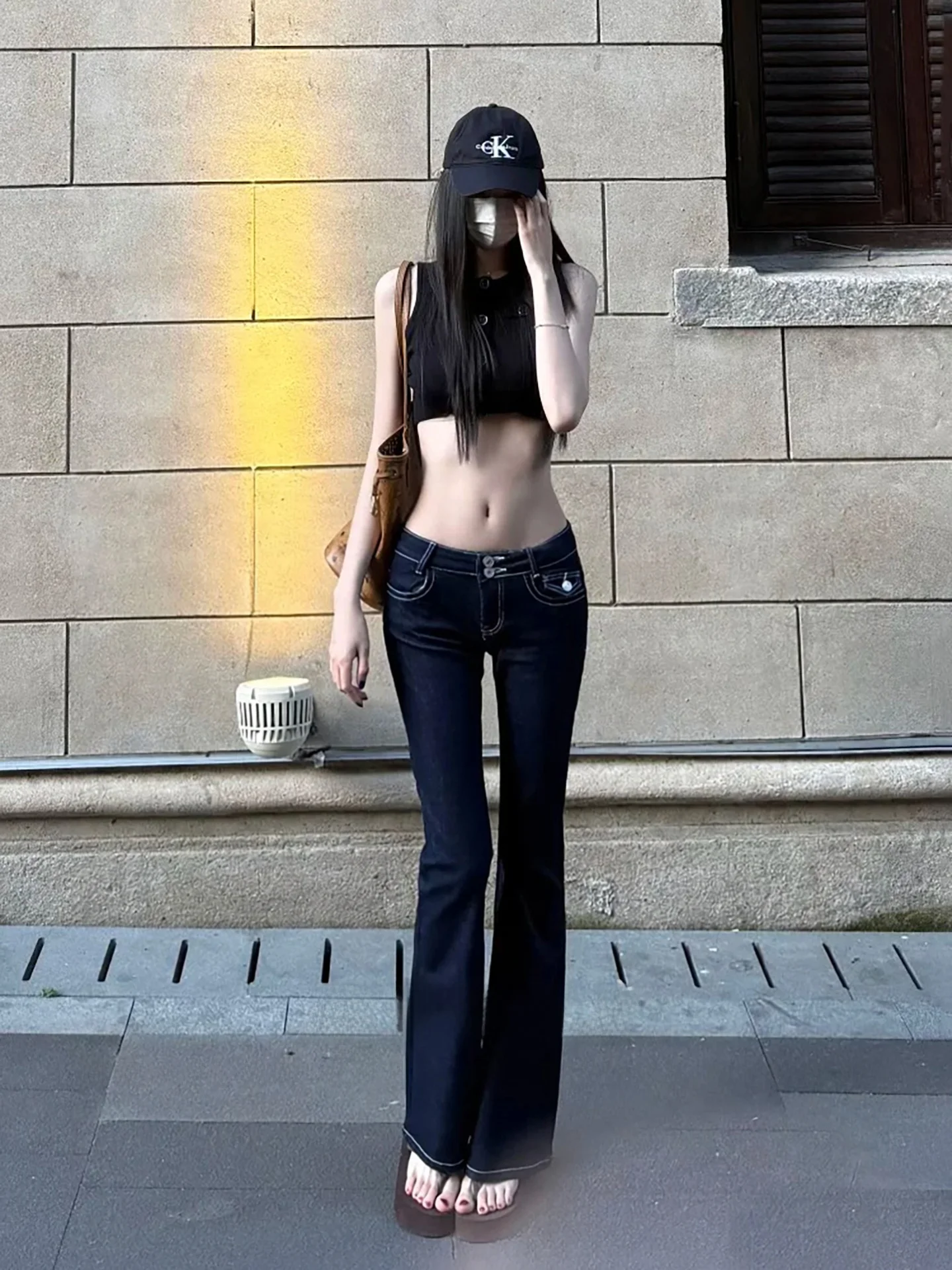 Low Waist Bell Bottom Jeans Women Slim Fit Cheek Enhancing Hip Lifting Casual Long Pants American Retro Style Summer Jeans