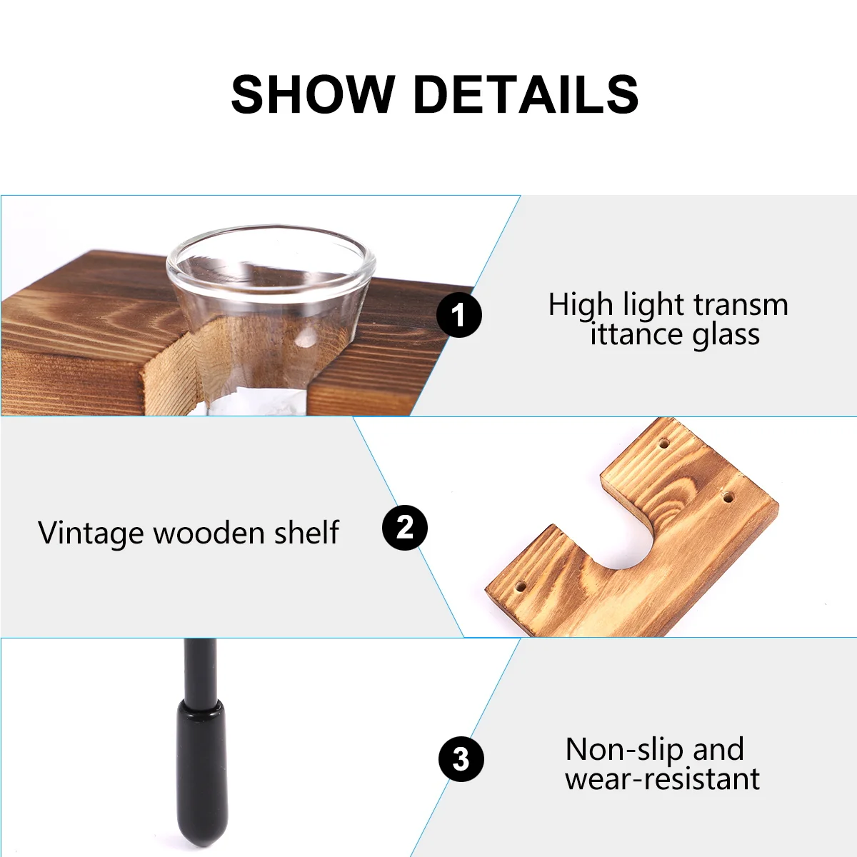 

Hydroponic Flower Glass Planter Heart Design Wooden Frame Creative Artistic Decor Home Wedding Gift For Fresh Silk Flowers