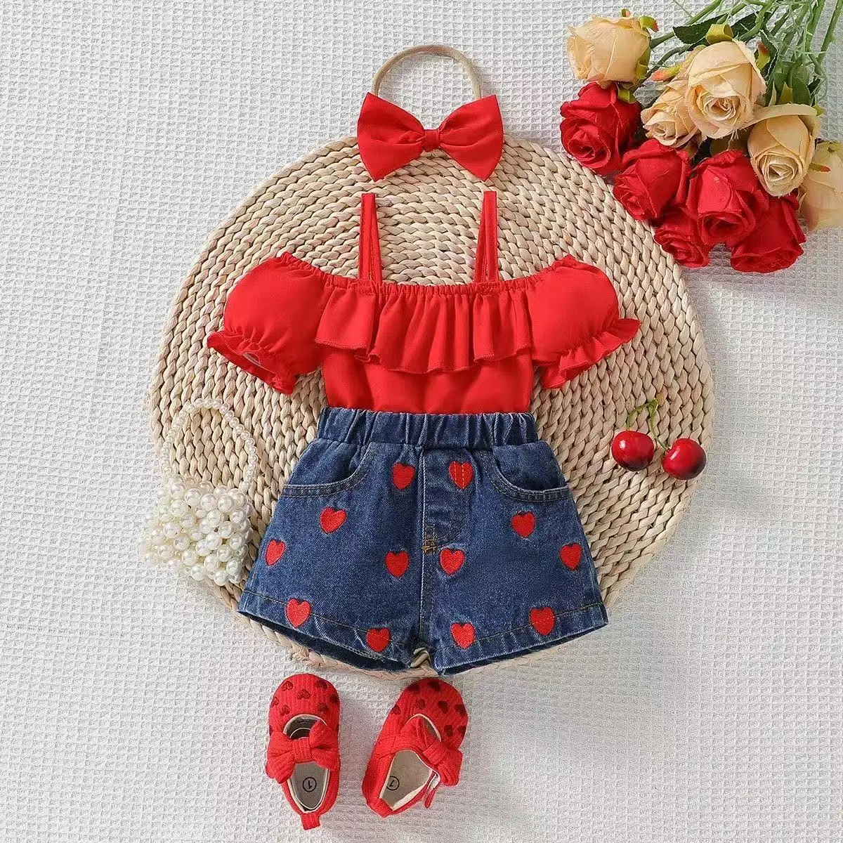 

Summer Baby Girl Clothes Sets T-shirt +Denim Short 2Pcs Children's Suit Fashion Outfits Soft Clothing Kids Outfits