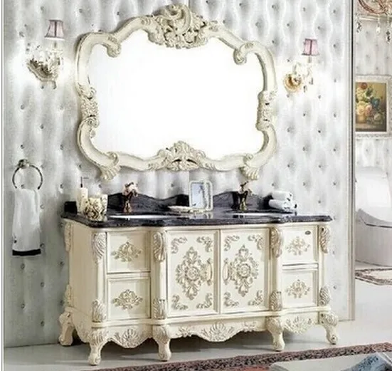 

European bathroom cabinet, floor-to-ceiling oak washbasin combination, solid wood bathroom cabinet antique