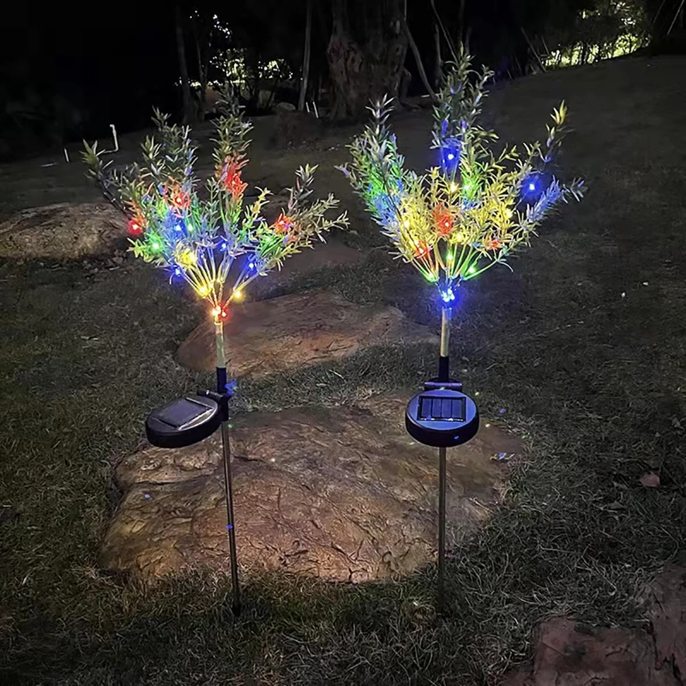 2 Pack Solar Christmas Tree Outdoor Standing Light for Garden and Vegetable Patch IP65 Led Lawn Lamp Holiday House Decorative