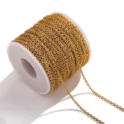 2 M Gold Plated Stainless Steel Sunflower Cuban Chain Bulk 1-4mmDIY Necklace Bracelet Jewelry Accessory Material Found
