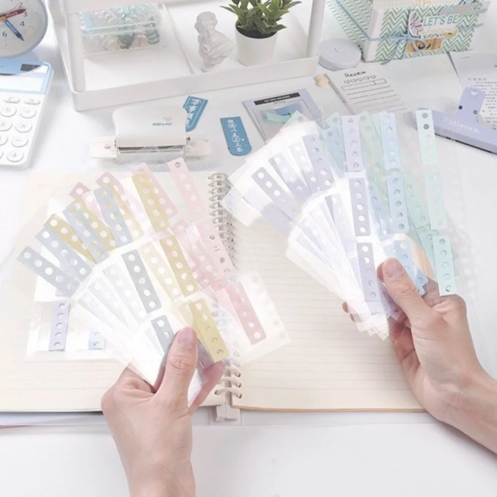 Self-adhesive Binding Hook Stickers with Round Holes Photo Storage Boxes Notebook Extension Sticker for DIY Notebook Diary