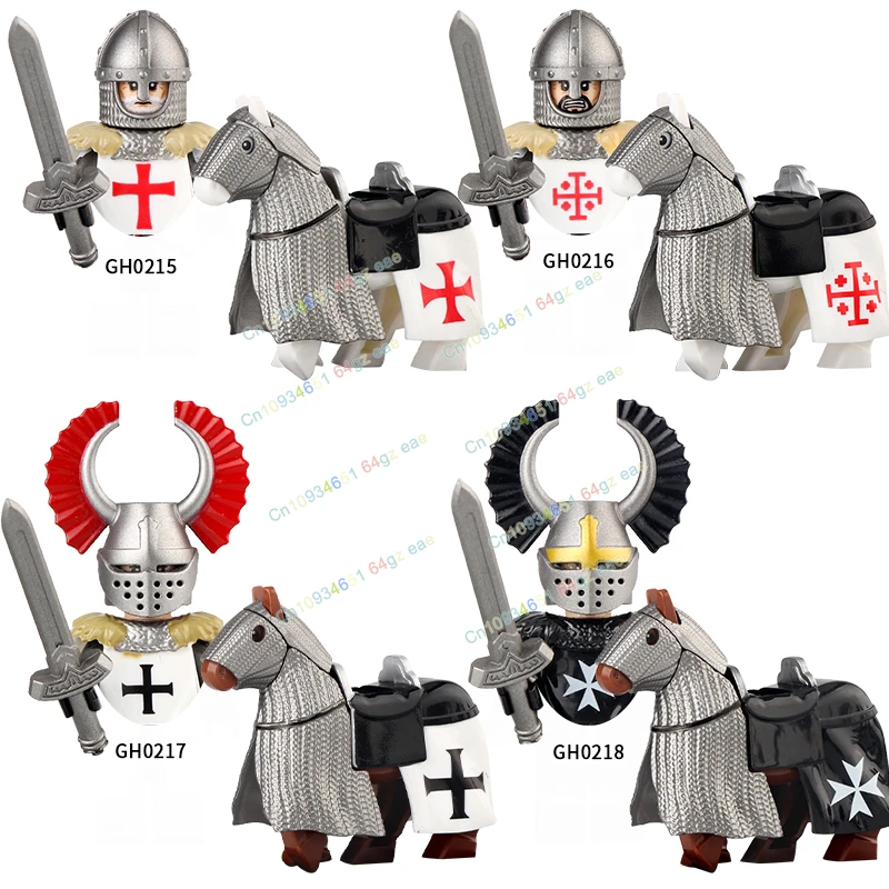Medieval Holy Sepulchre Hospital Crusader Knight Shield Weapon Action Figure Heavy armor Soldier Building Block Kids Toys BR880 - Image 3