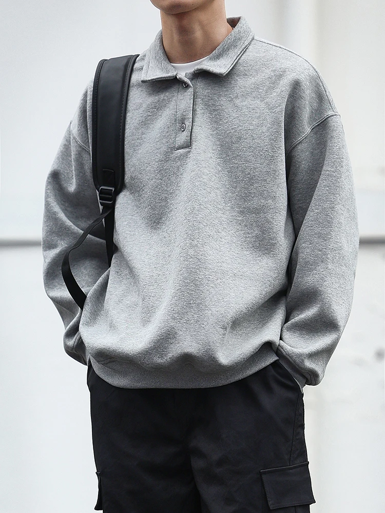 

Loose Fit Pure Color Sweatirt Men's Casual Sle Spring Autumn New Loose Trendy Couple Casual Thin Outerwear Coat