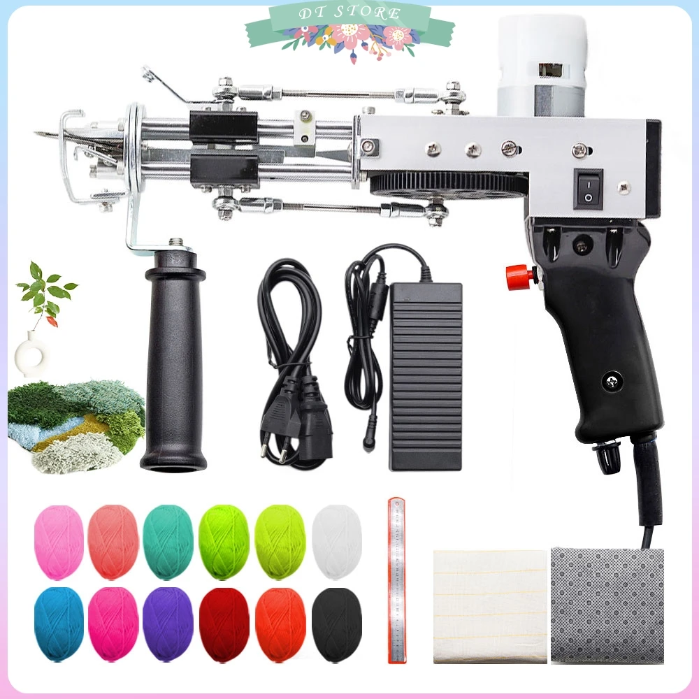 Tufting Gun Rug Making Kit with Carpet Trimmer, Digital Display Beginner Kit, Rug Gun Cut Pile Loop Pile for Making Rugs