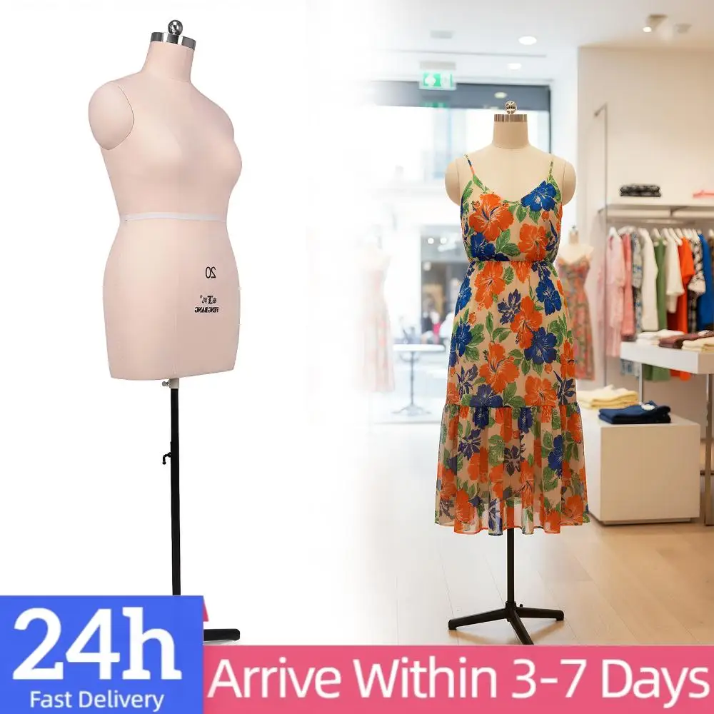 

Female Half Body Clothes Mannequin Height Adjustable Dress Form Mannequin Torso with Metal Stand for Market Shop Window Display
