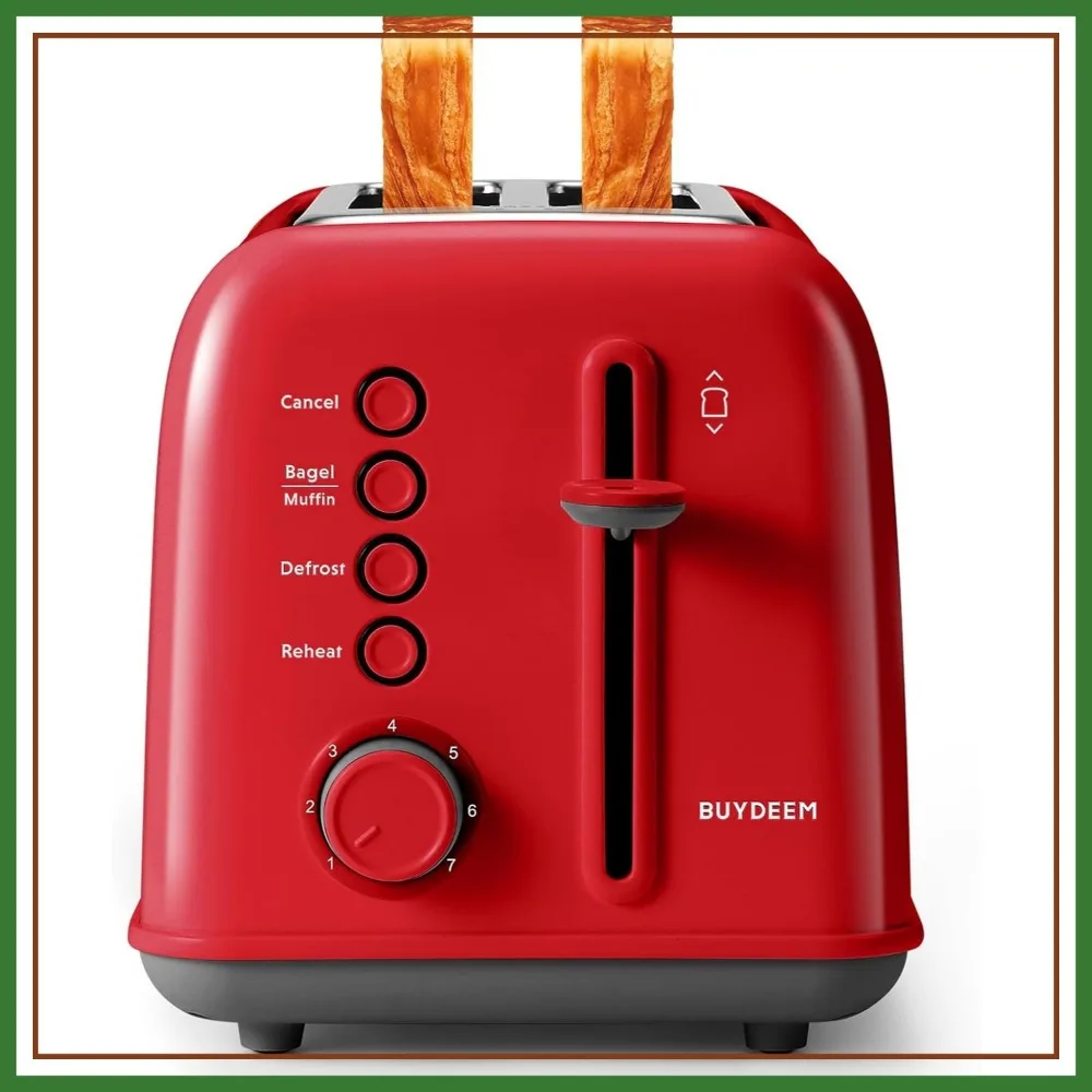 

2-Slice Toaster with 7 Shade Settings, Extra Wide 1.5'' Slots for Bagels & Muffins, 6 Toasting Functions, High Lift Lever, Red
