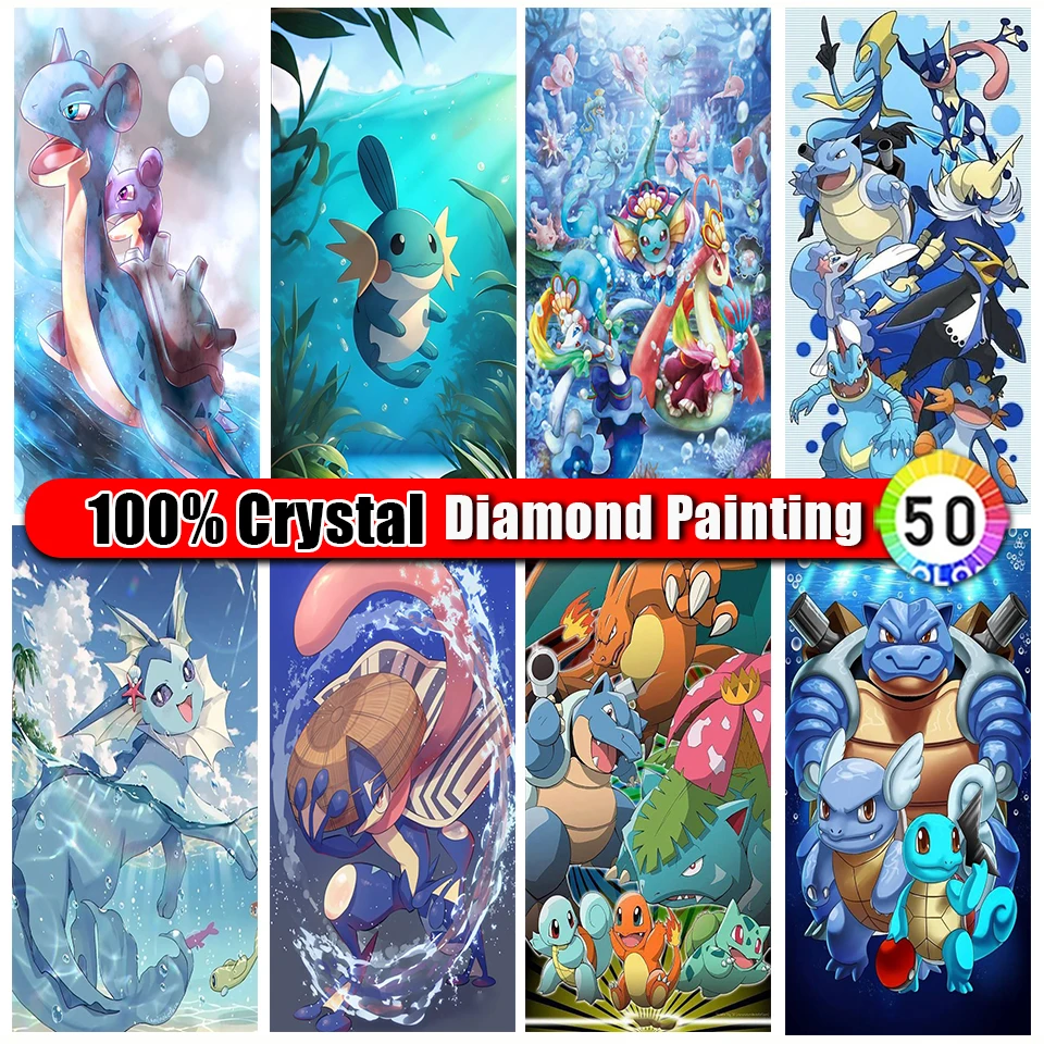 Picture Size 100% Crystal Diamond Painting Kit Cartoon Pokemon Sticker Diamond Embroidery Anime Handmade 5d Mosaic Gift New 2024