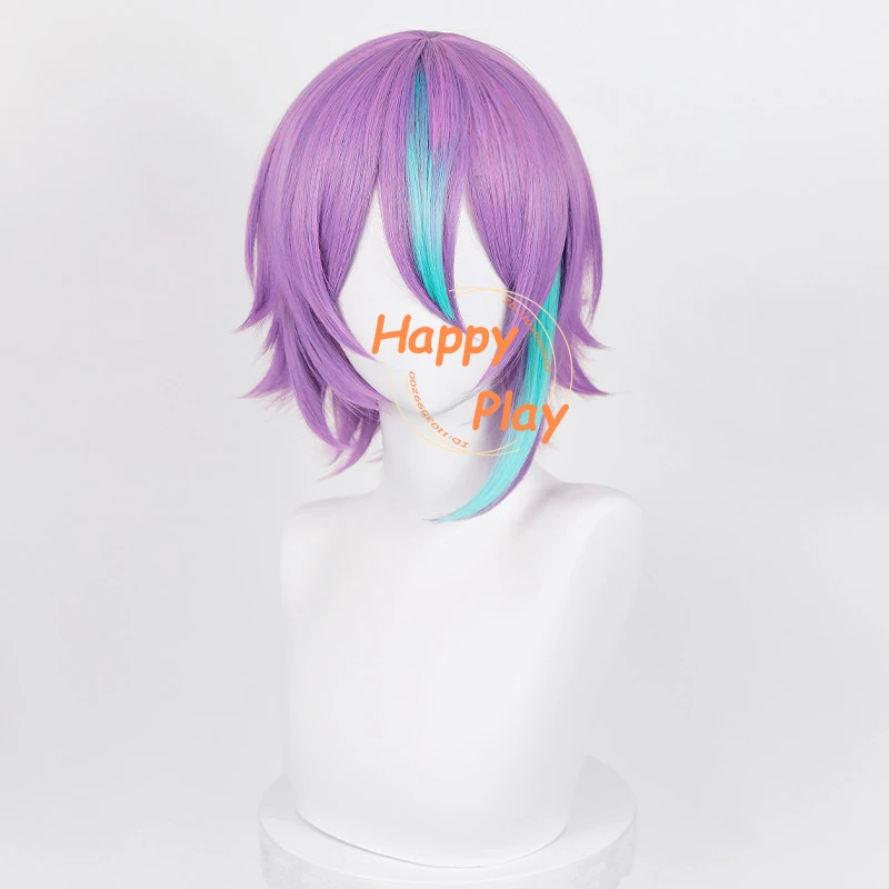 2 Styles Anime Kamishiro Rui Cosplay Wig Blue Purple Mixed Wigs Heat Resistant Synthetic Hair Halloween Unisex Wigs + Wig Cap