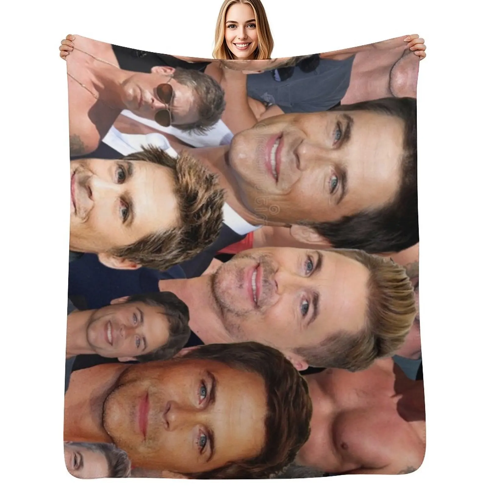 

rob lowe photo collage Throw Blanket Plush Fuzzy Cozy Blanket for Couch Sofa