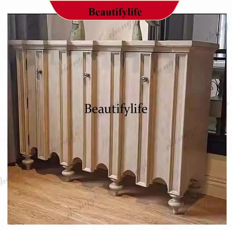 

YL American style, display cabinet, entrance decorative cabinet, solid wood retro storage, medieval dining side cabinet