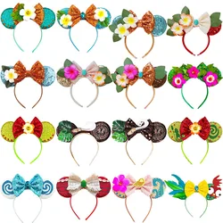 Disney Moana Ear Headband For Adults Mickey Mouse Headbands Women Fishhook Bows Hair Accessories Girls Kids Hairbands Party Gift