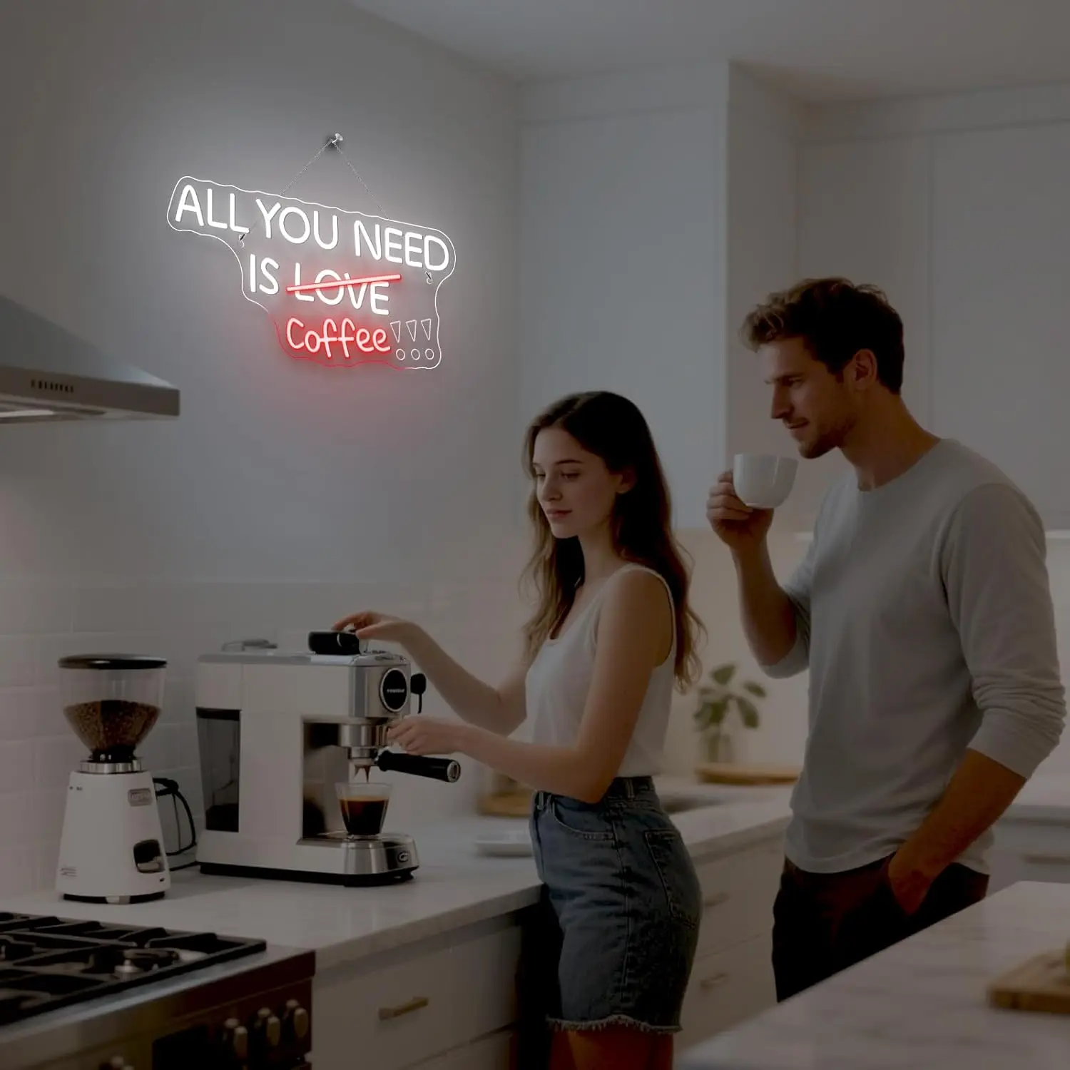 Todo lo que necesitas es café letrero de neón luz de neón LED USB regulable para cafetería tienda cerveza Bar Club restaurante decoración de pared regalo de apertura