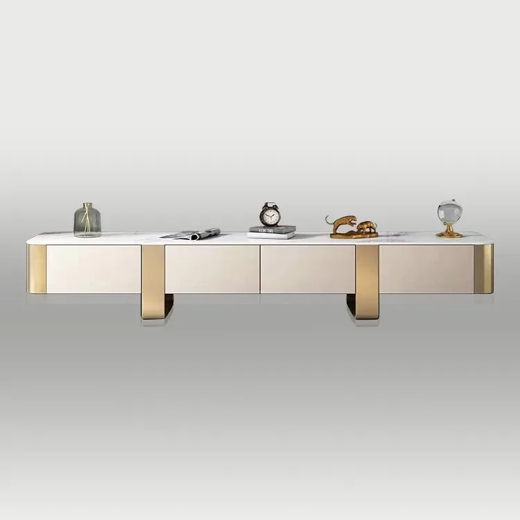 Mission Stone Top Cocktail Table with Drawers Double Door Long Lasting Finish Sliding Doors Multi Tier for Indoor Use