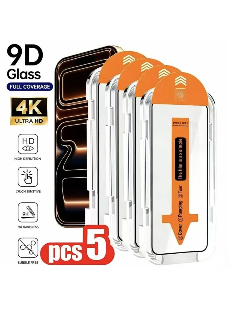 1-5 SZT. Szkło Hartowane do iPhone 18 17 Pro Max 17 Air 16 15 14 Plus 13 12 Mini 11 XR XS z Bezpyłową Instalacją, Ochraniacze Ekranu — Zdjęcie 3 z 3
